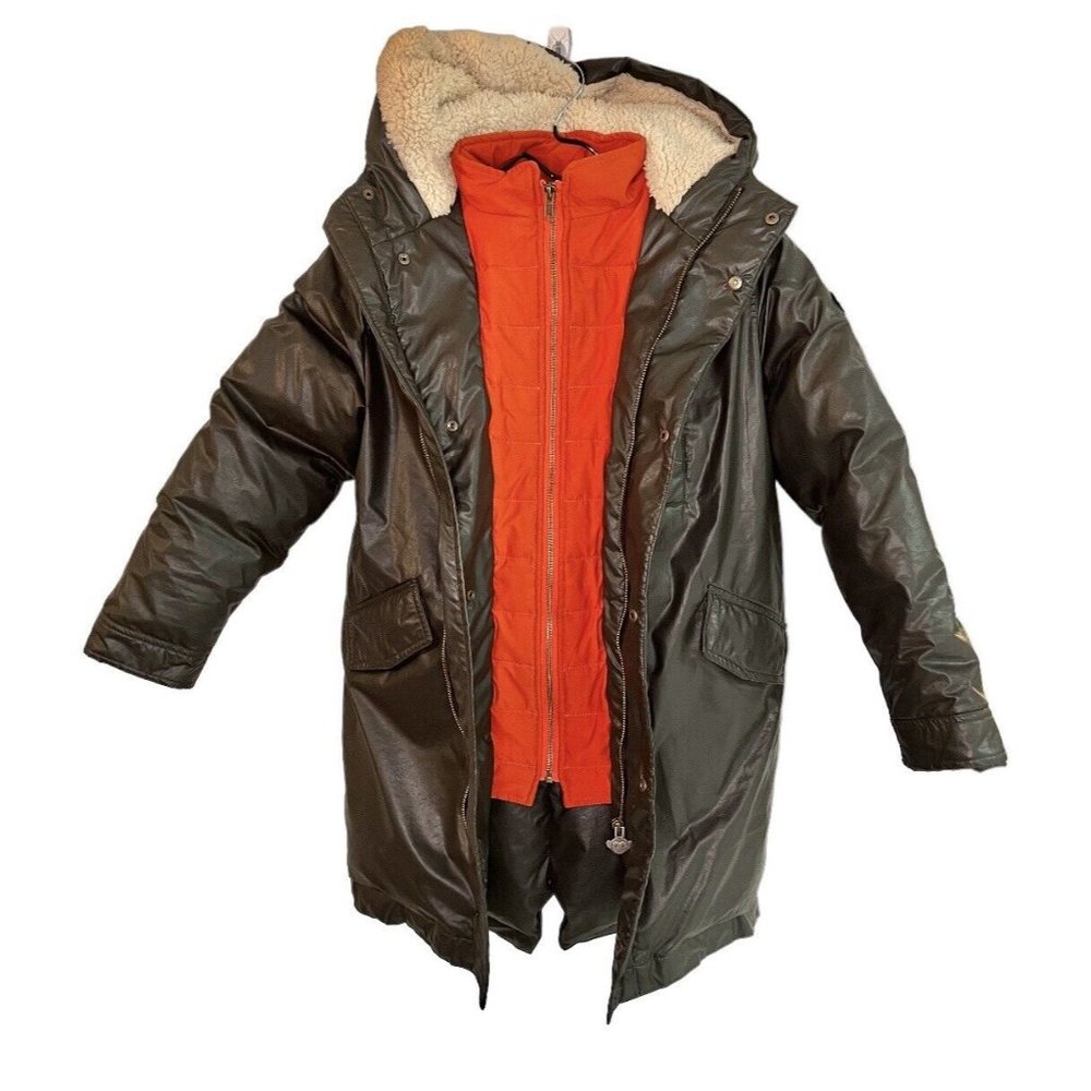 COPY - Appaman Boys Hooded Puffer Coat Sz 14 Down Filled Sherpa Hood Kids Stree…